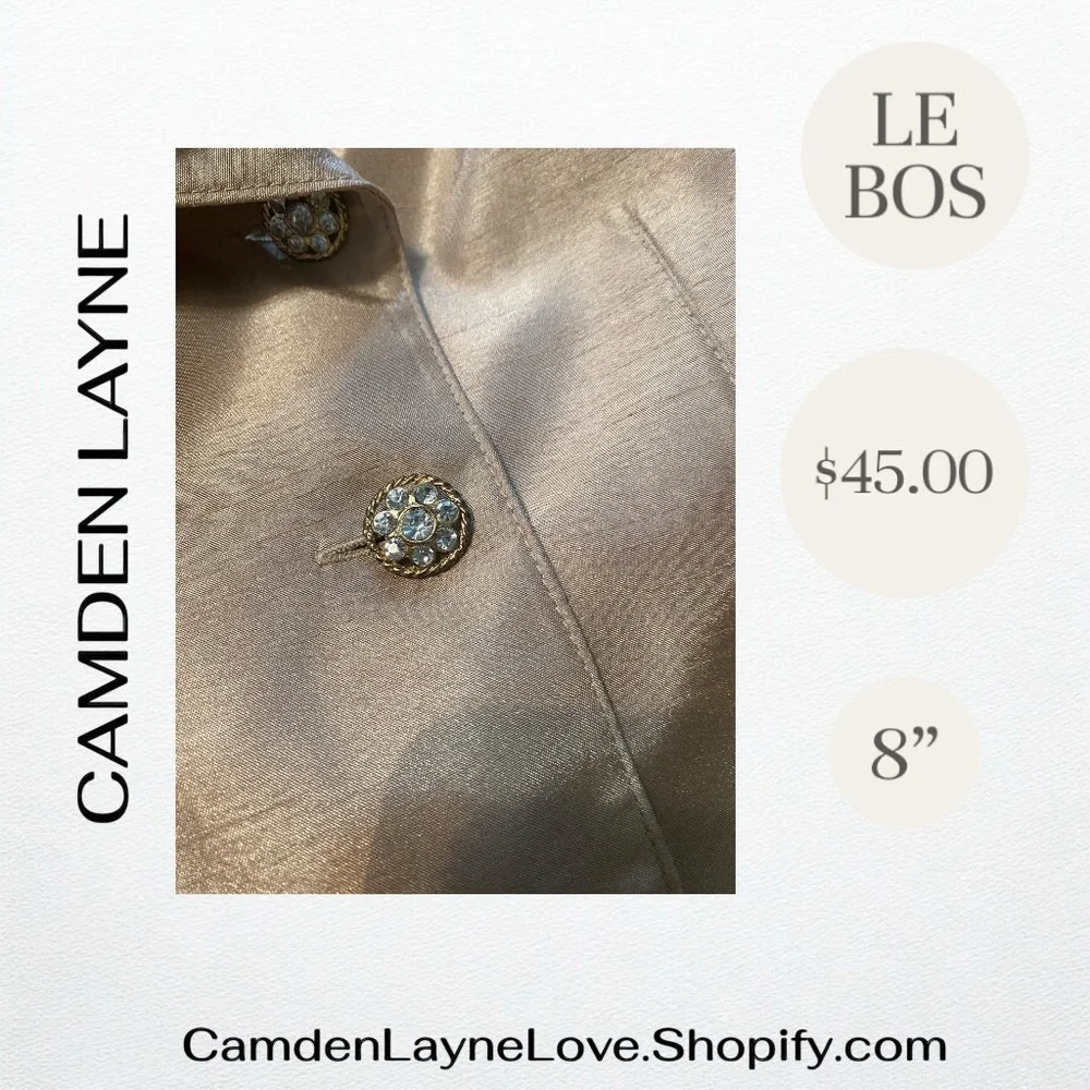 Le Bos Tan Blazer with Notched Lapel and Fitted Waist - Picture 8 of 8